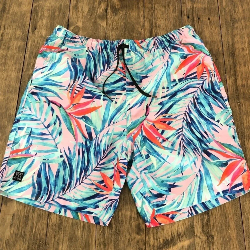 Brooklyn Cloth Mens Large Volley Unlined Swim Shorts Trunks‎ Tropical Hawaiian L